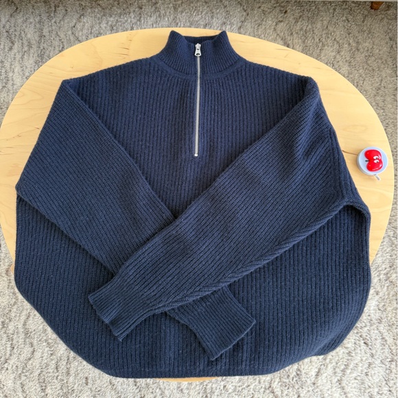 Jenni Kayne Navy Half-Zip Cashmere sweater in small - Picture 5 of 9